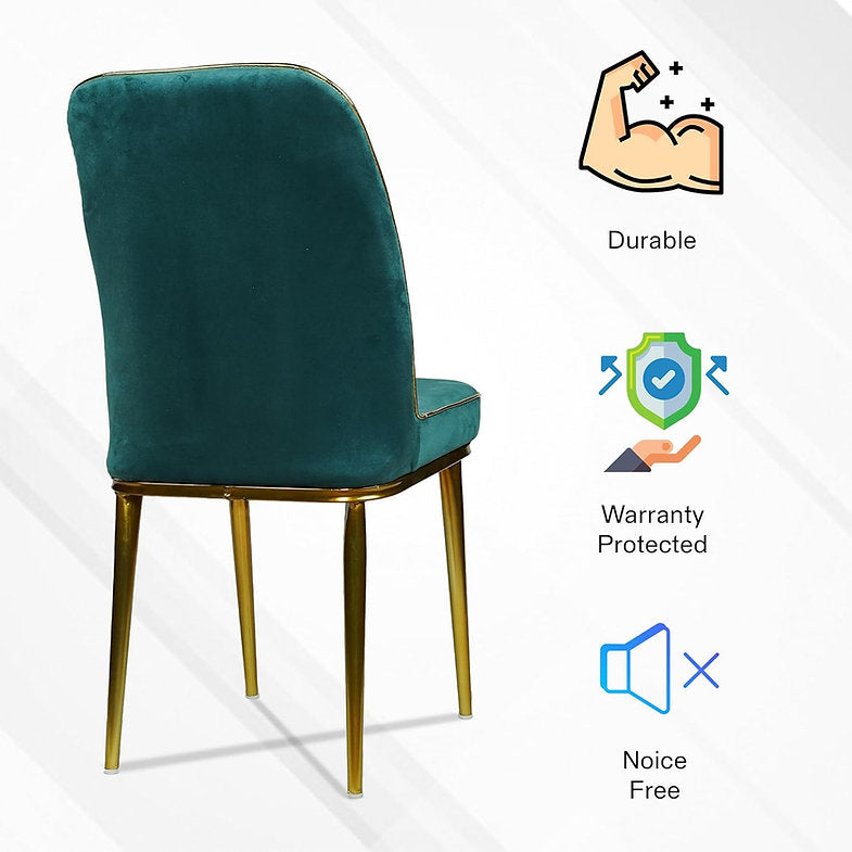 MRC Dining Chair (Green) | Velvet Fabric & Cushion Seat for Restaurants, Bedroom, Living Room - MRC Executive Chairs