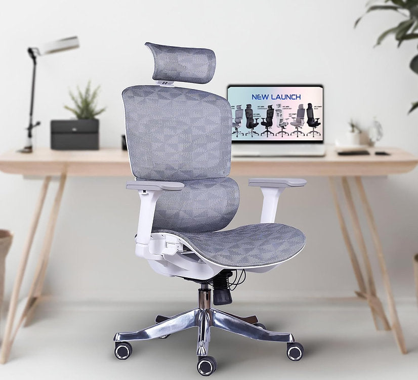 MRC Aero Mesh | High Back Korean Mesh Ergonomic Office Chair | Adjustable Headrest, Lumbar, Pu Armrests
