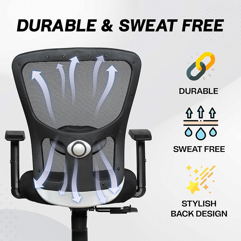 MRC Jazz Mid-Back Office Chair | Office Desk Chair with Adjustable Armrests & Lumbar Support - MRC Executive Chairs